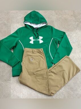 Plus Womens CARHARTT/UNDER ARMOUR Pants & “Storm” Hoodie Sweatshirt, sz 18
